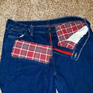 Flannel lined denim jeans